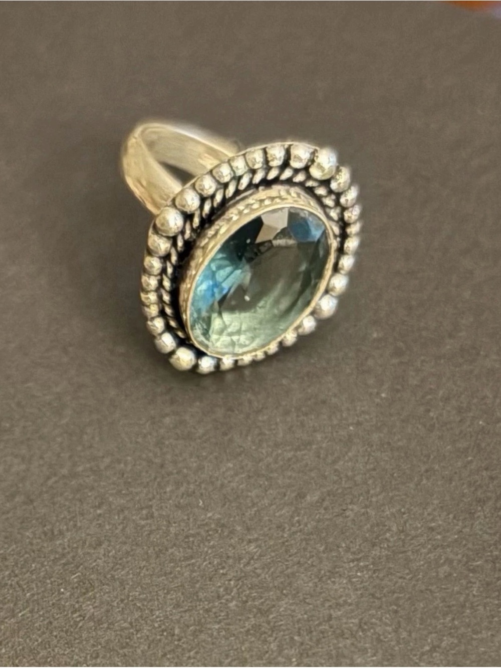 7 Large Blue London Topaz Ring in a Sterling Silver Setting
